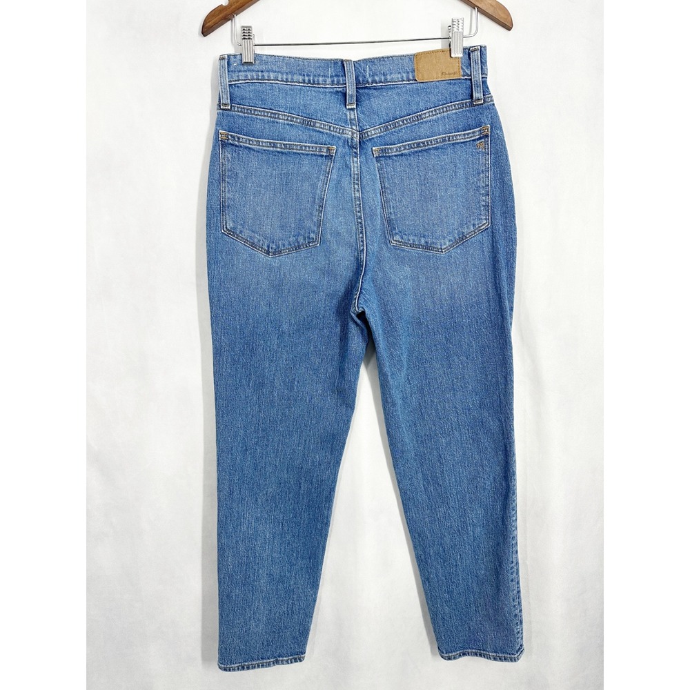Madewell The Momjean High Rise Basley Wash Tapered Leg Blue Denim Jeans Size 28 - Picture 5 of 13